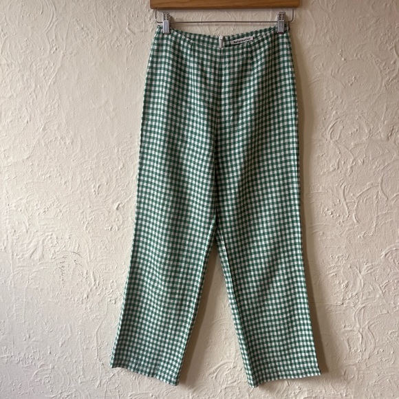 Reformation Green Gingham Linen Pants - Picture 1 of 11
